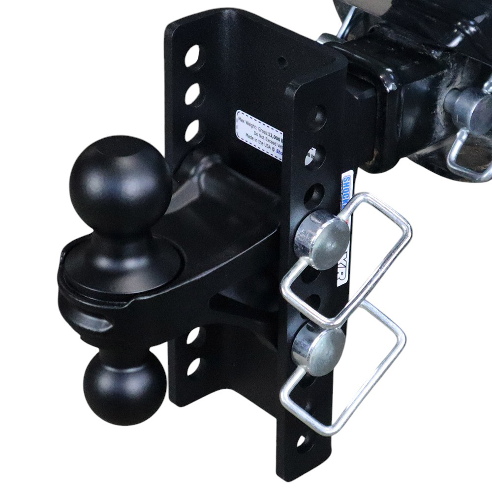 Shocker XR Adjustable Hitch with Black Combo Ball Mount - 10-Hole Channel - Installed