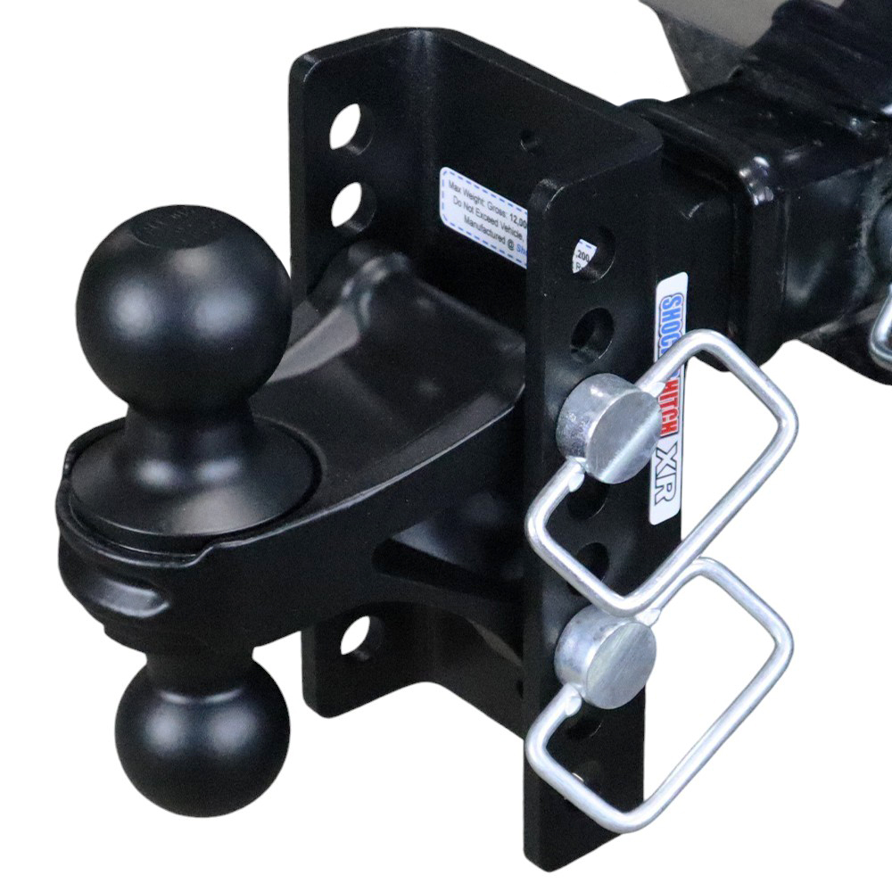 Shocker XR Adjustable Hitch with Black Combo Ball Mount - 8-Hole Channel - Installed