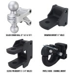 Shocker Hitch Farm Kit Mounts - (Silver Combo Ball, Drawbar, Clevis Pin, Pintle Hook) SH-FTK