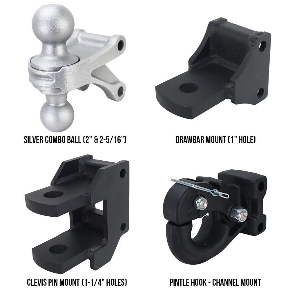Shocker Hitch Farm Kit Mounts - (Silver Combo Ball, Drawbar, Clevis Pin, Pintle Hook) SH-FTK