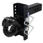 Shocker XR Adjustable Bumper Hitch with Channel Pintle Hook Mount - 10-Hole Channel - For 2-1/2" Receiver