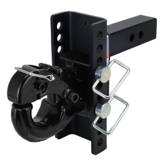 Shocker XR Adjustable Bumper Hitch with Channel Pintle Hook Mount - 10-Hole Channel - For 2" Receiver