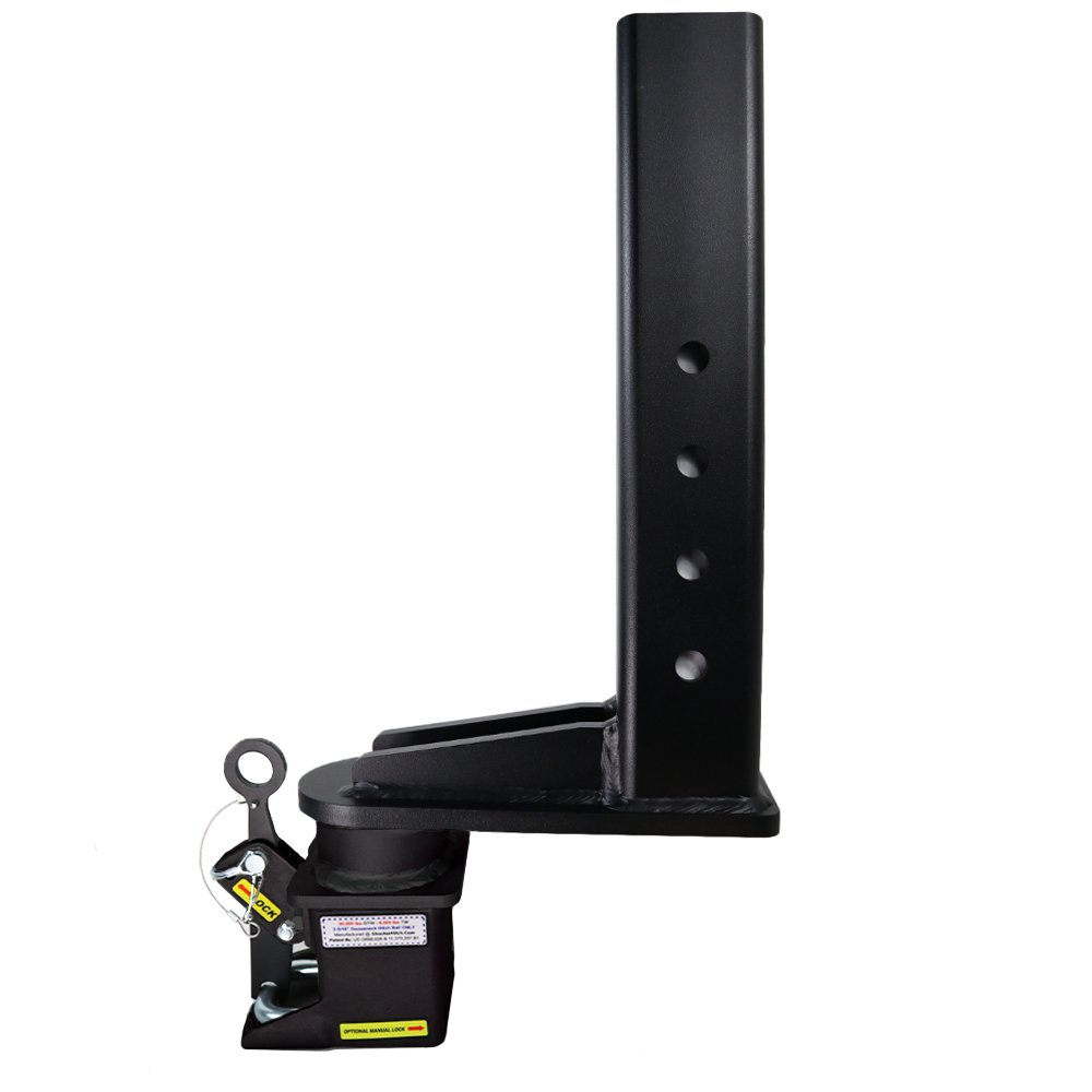 Shocker 30K Gooseneck Stem & 9" Offset Shift Lock Coupler - Square Stem with Straight Pin Holes - Black