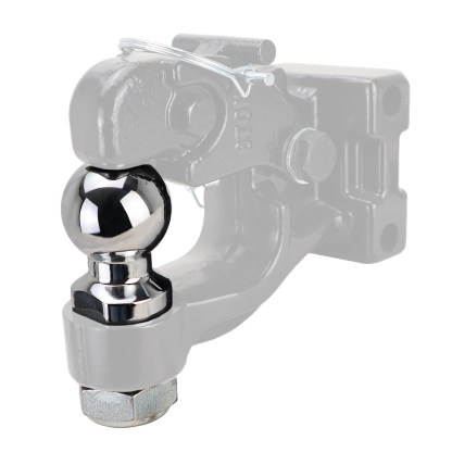 Shocker 2" Chrome Pintle Hitch Ball with 1-1/8" Diameter 2-1/4" Shank - Installed
