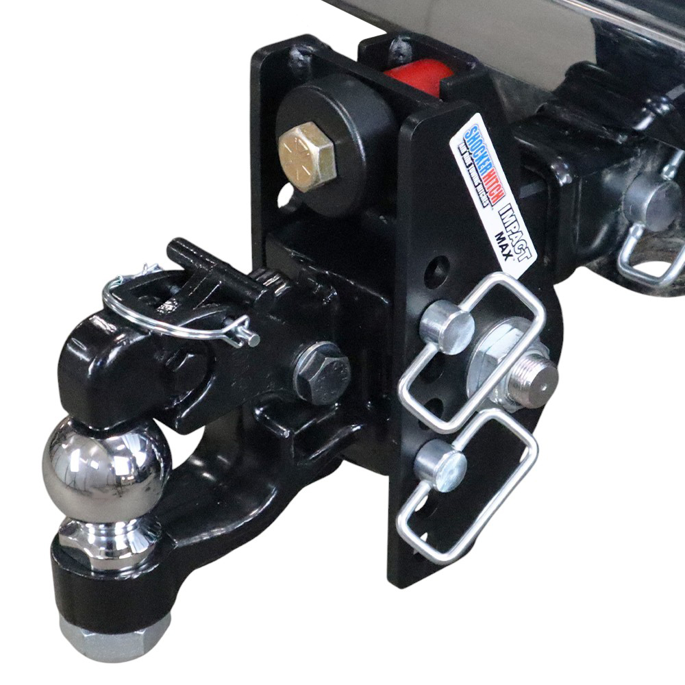 Shocker 20K Impact Max Dual Cushion Bumper Hitch with Adjustable Channel Pintle Hook & 2-5/16" Ball Combo - Installed