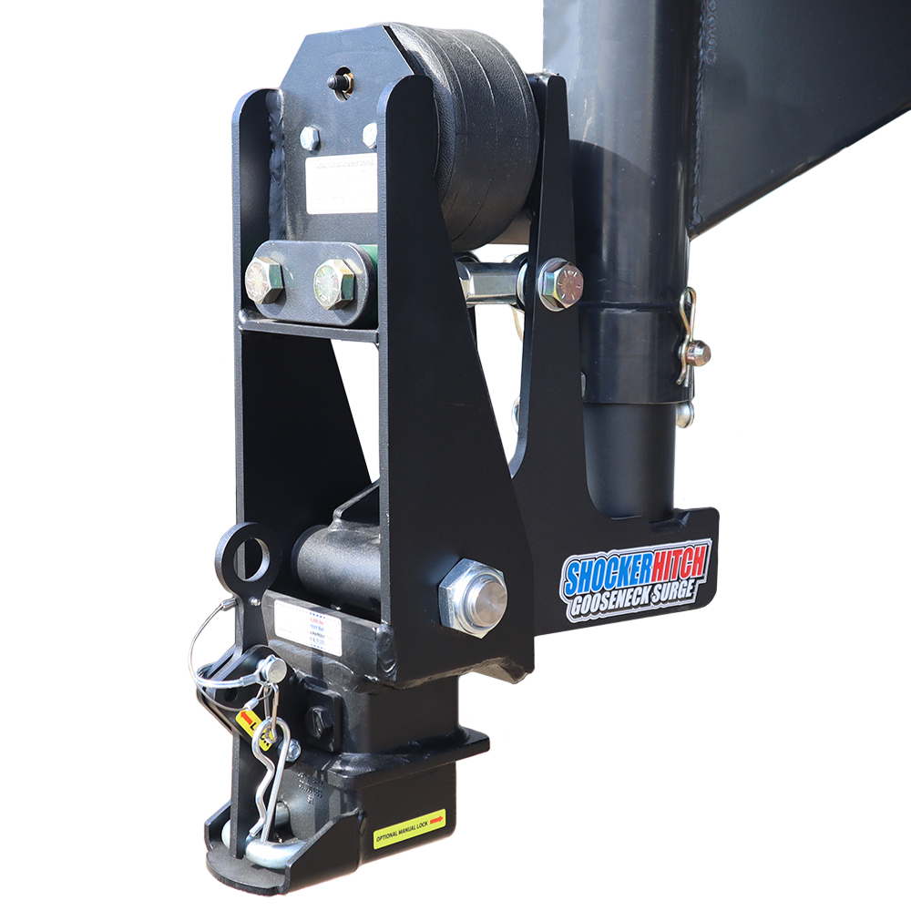 Shocker Gooseneck Air Hitch & 9" Offset Extension Coupler for 2-15/16 Ball - Round - Multi-Fit Stem Installed