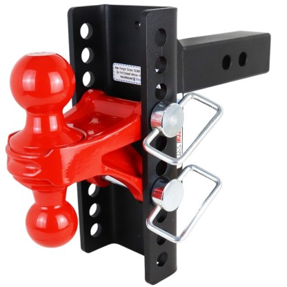 Shocker XR Hitch with Red Combo Ball- 10-Hole Channel - For 2" Receiver