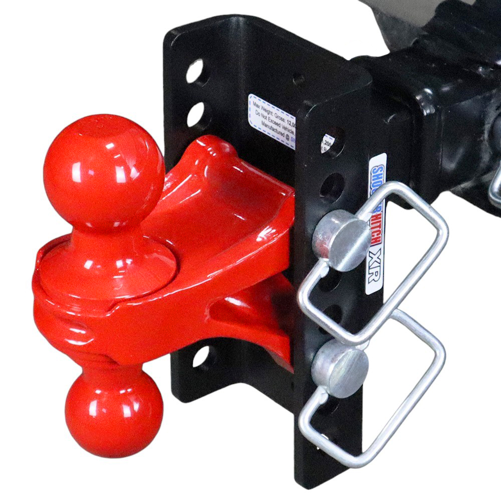 Shocker XR Hitch with Red Combo Ball- 8-Hole Channel - Installed