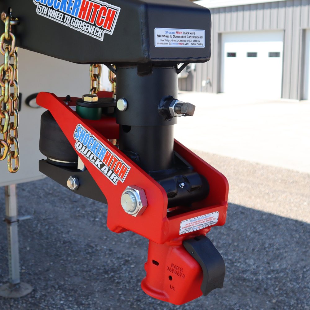 Quick Air & Demco Gooseneck Coupler for 5th Wheel Camper Attached to Pin Box
