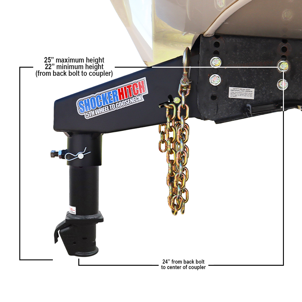 Shocker 5th Wheel to Goose Kit with Demco Coupler - Diagram & Dimensions