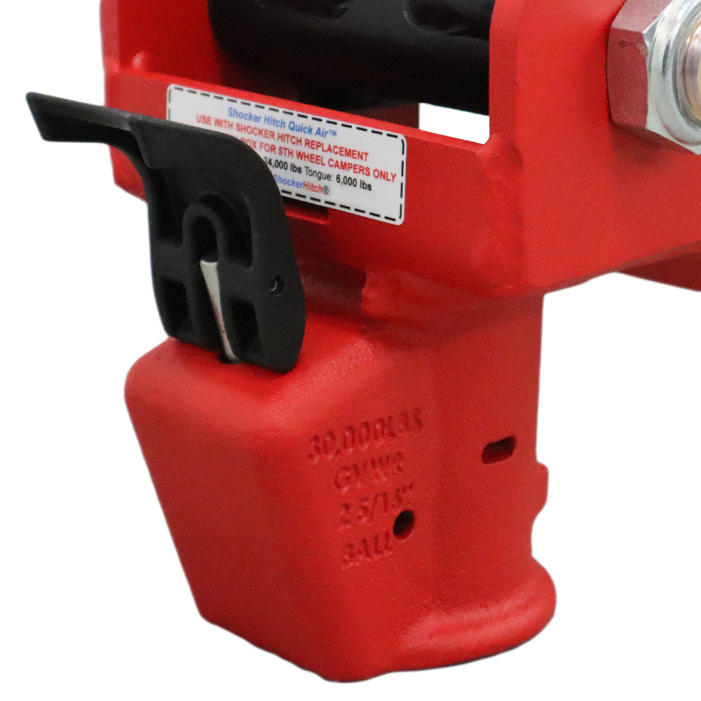 Shocker Quick Air Gooseneck Surge Air Hitch and EZ Latch Demco Coupler - Unlatched