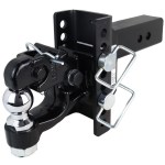 Shocker XR Adjustable Hitch with Channel Pintle & 2" Ball Combo Mount - 8-Hole Channel - For 2-1/2" Receiver