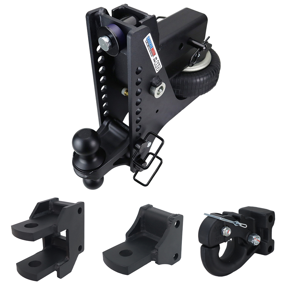 HD Super Drop Air Hitch Farm Mount Tow Kit: Pintle, Clevis, Drawbar & Black Combo Ball - 3" Receiver