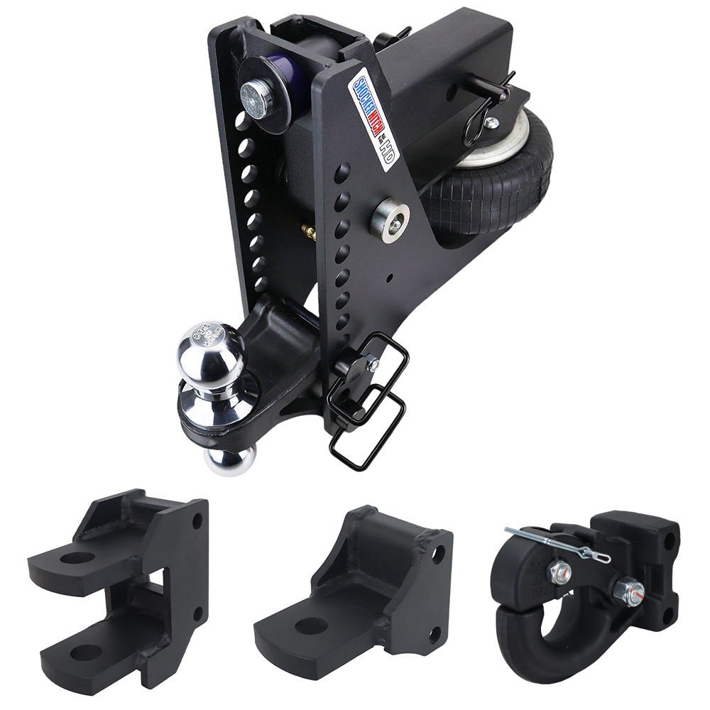 HD Super Drop Air Hitch Farm Mount Tow Kit: Pintle, Clevis, Drawbar & Chrome Combo Ball - 2-1/2" Receiver
