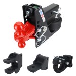 14K Max Black Air Hitch Farm Mount Tow Kit: Pintle, Clevis, Drawbar & Red Combo Ball - 2-1/2" Receiver