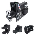 14K Max Black Air Hitch Farm Mount Tow Kit: Pintle, Clevis, Drawbar & Chrome Combo Ball - 2-1/2" Receiver