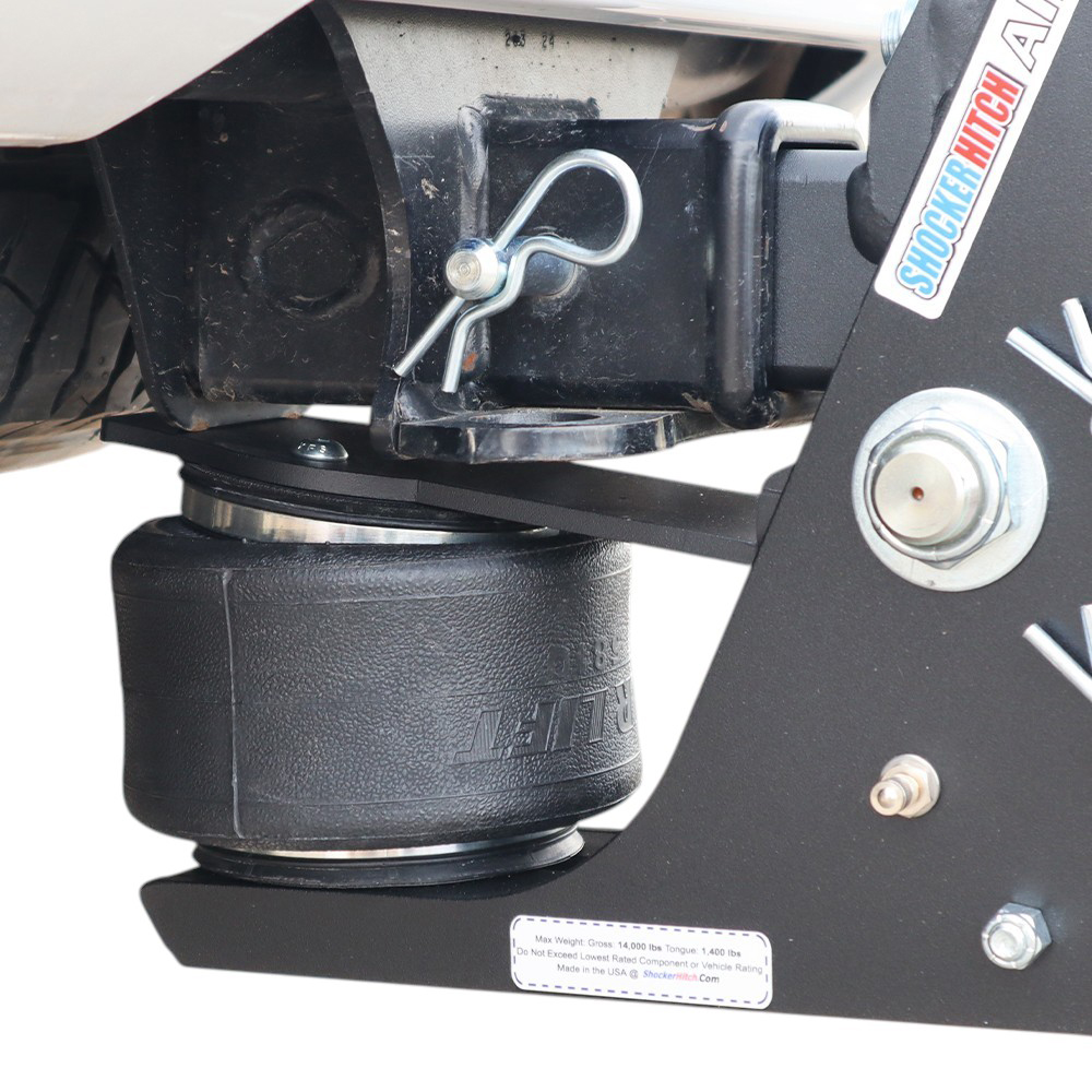 Built in Air Ride Absorbs Bumps, Tugs & Jerks - Max Black Air Hitch - Fully Adjustable