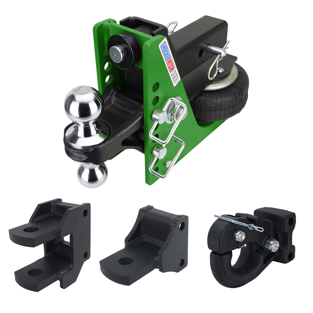 HD Mean Green Air Hitch & Farm Mount Kit - Chrome Combo Ball, Pintle, Drawbar & Clevis - 2-1/2" Receiver