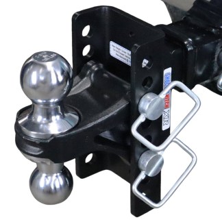 Shocker XR Channel Drop Hitch - Chrome Combo Balls - Installed - 8 Hole Frame