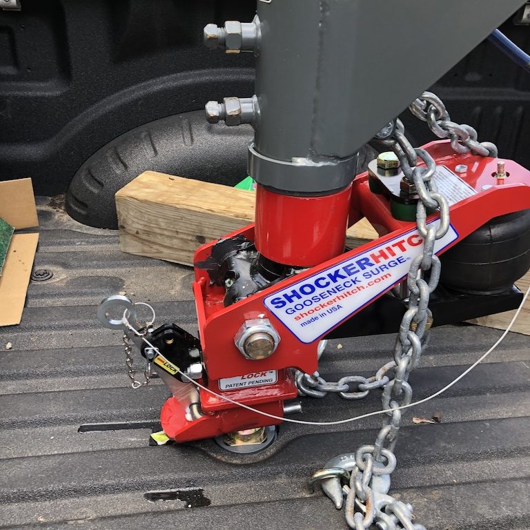 Shocker Gooseneck Surge Air Hitch Installed - Round Blank Stem (No Pin) Just Set Bolts
